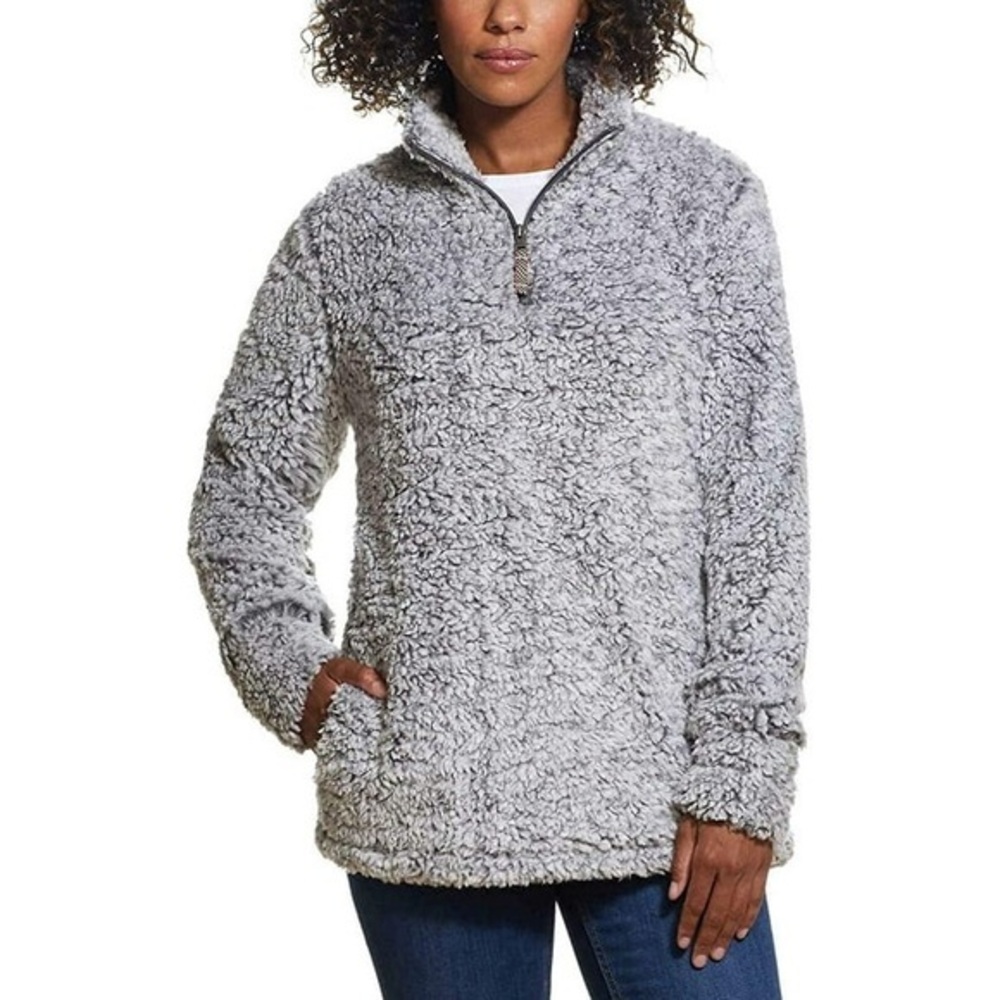 Original Weatherproof Vintage Cozy Fleece Pullover Large Grey